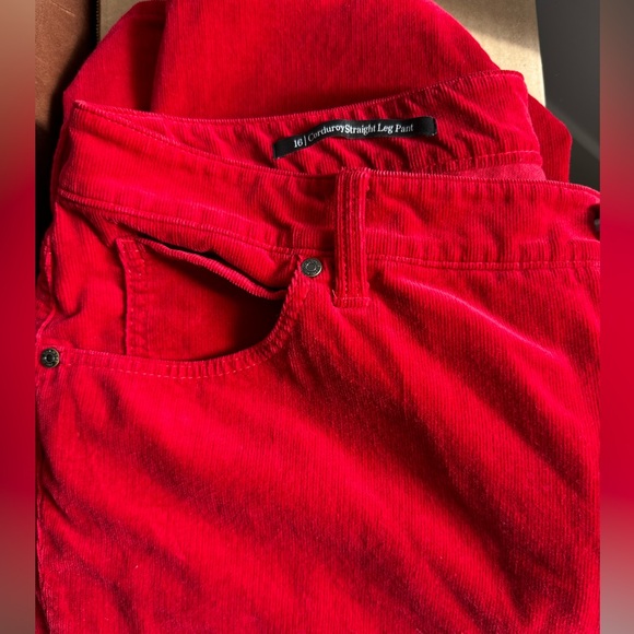 Talbots Stretch Corduroy Straight Leg Pants in Classic Red Size 16 - Picture 2 of 5